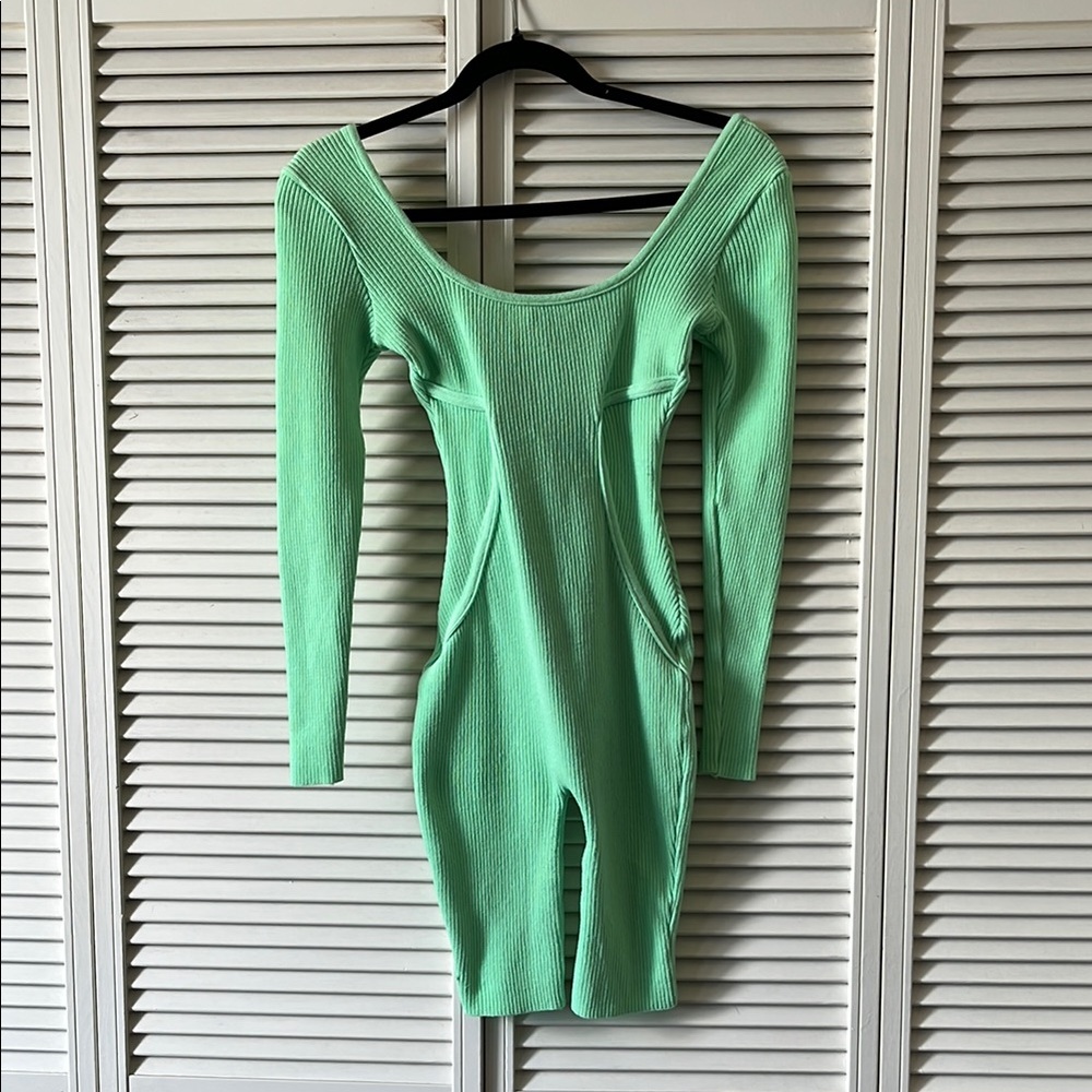Elegant Mint Green Ribbed Body Suit